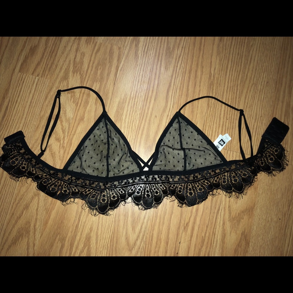 *SOLD* Black mesh and lace bralette